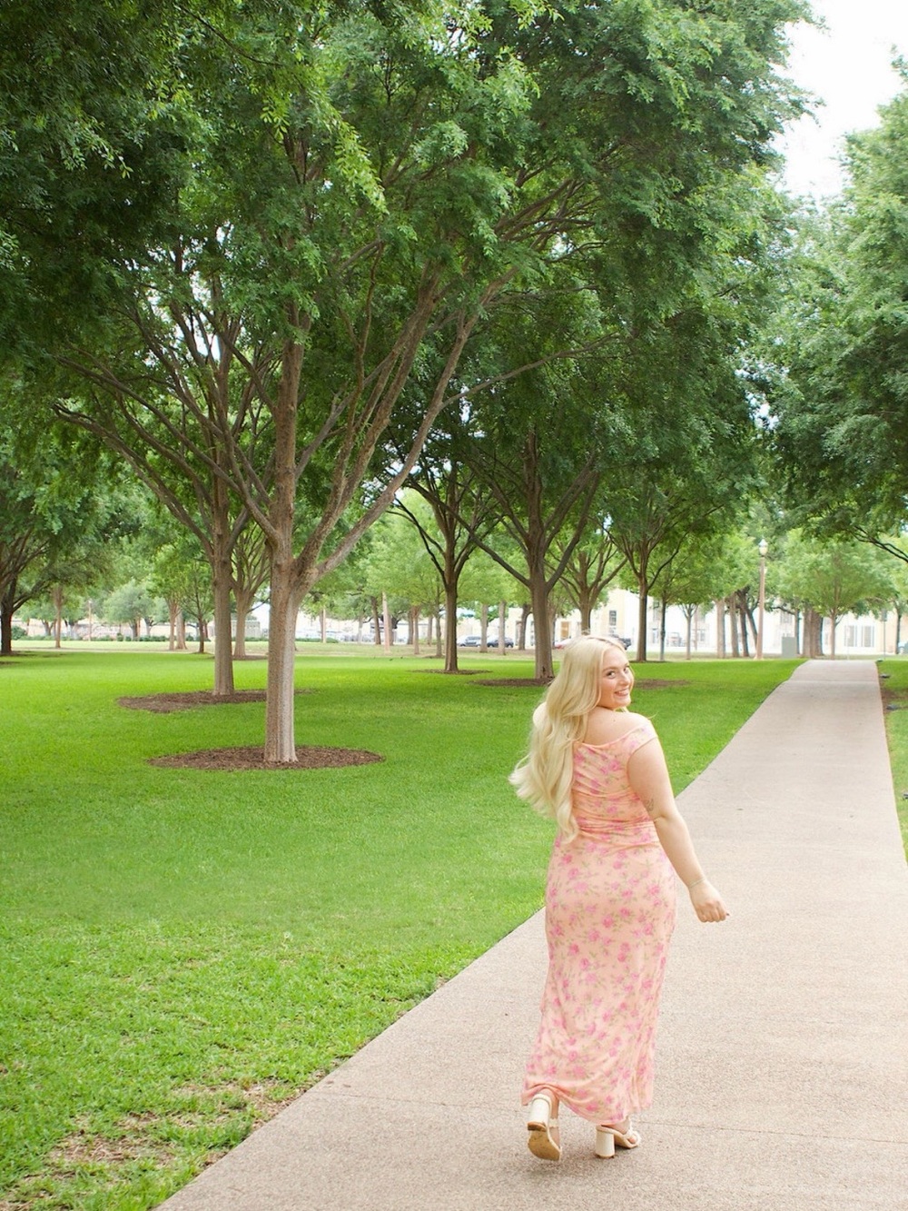 Altar'd State Peach Floral Cowl-Neck Maxi Dress